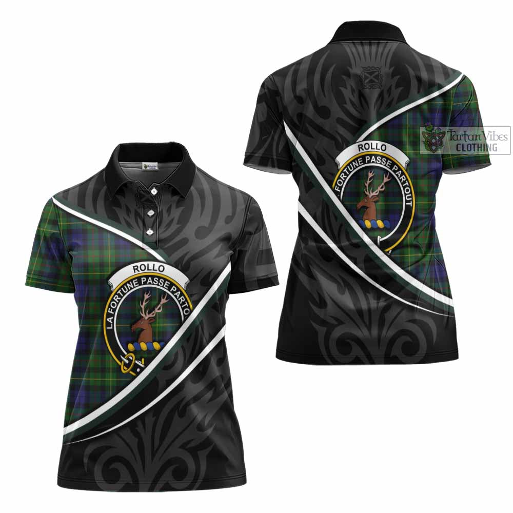 Rollo Tartan Family Crest Women's Polo Shirt Celtic Scottish Thistle Floral - Tartan Vibes Clothing