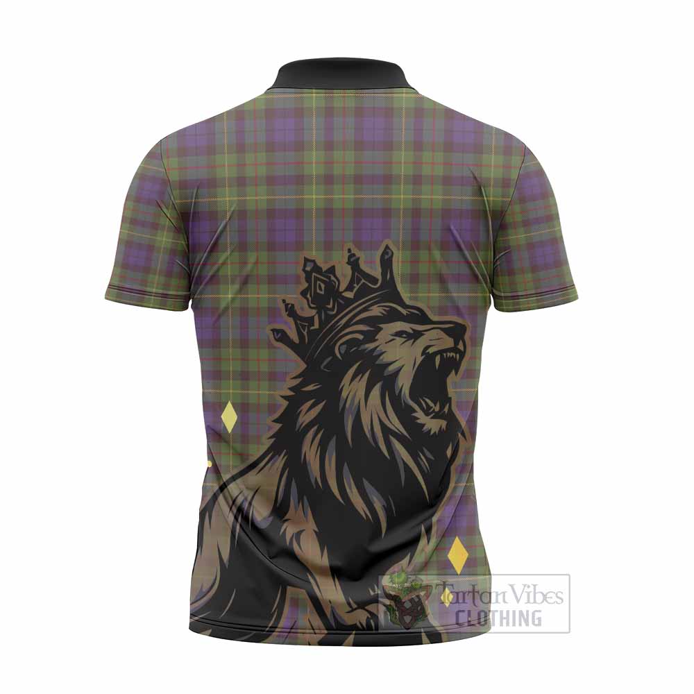 Rollo Tartan Family Crest Zipper Polo Shirt Crowned Lion Roaring