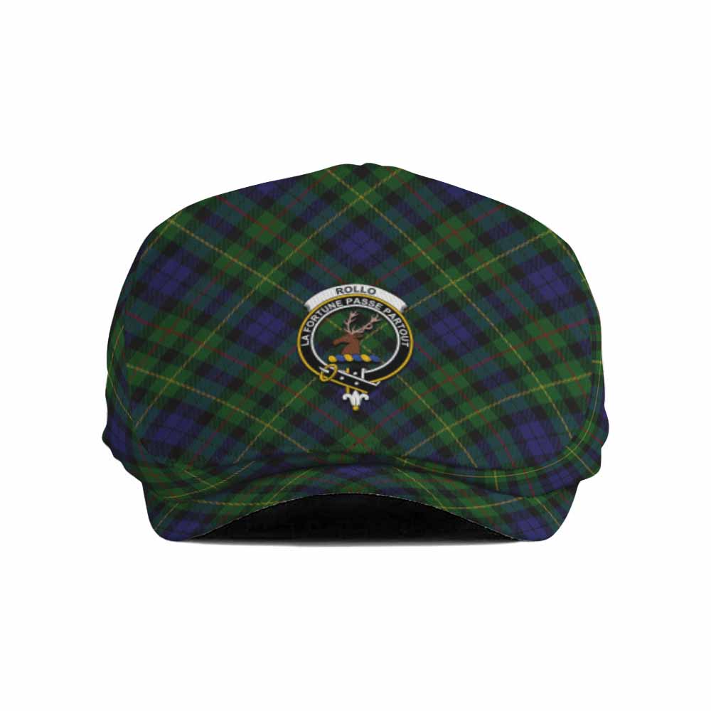 Rollo Tartan Flat Cap, Jeff Cap Cross Style with Family Crest - Tartan Vibes Clothing