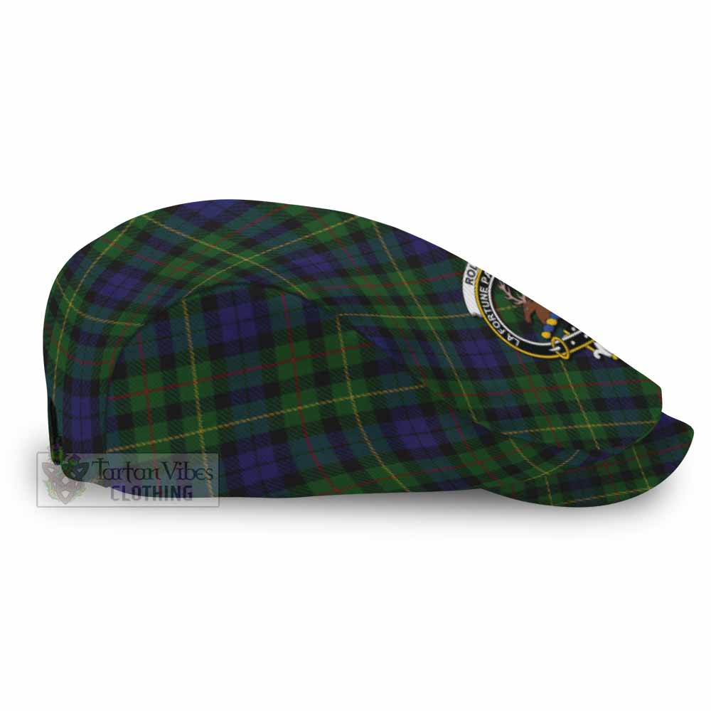 Rollo Tartan Flat Cap, Jeff Cap Cross Style with Family Crest - Tartan Vibes Clothing