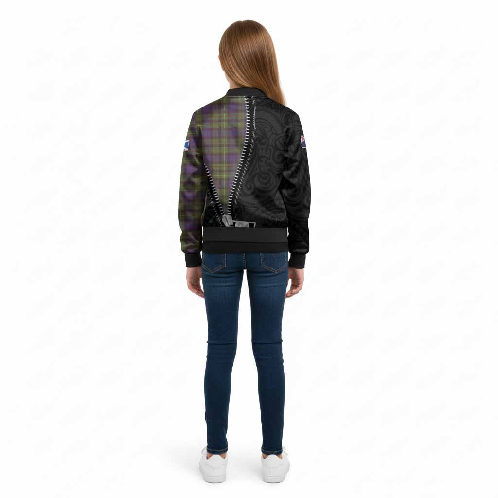 Rollo Tartan Kid Bomber Jacket New Zealand Pattern Unique Zipper Stylized