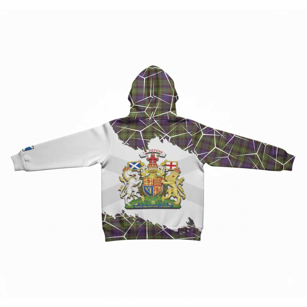 Rollo Tartan Kid Hoodie with Family Crest and Lion Rampant Grunge Style