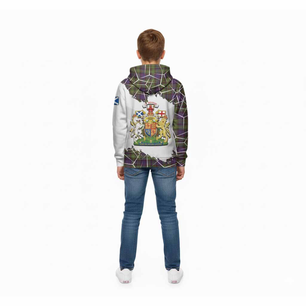 Rollo Tartan Kid Hoodie with Family Crest and Lion Rampant Grunge Style