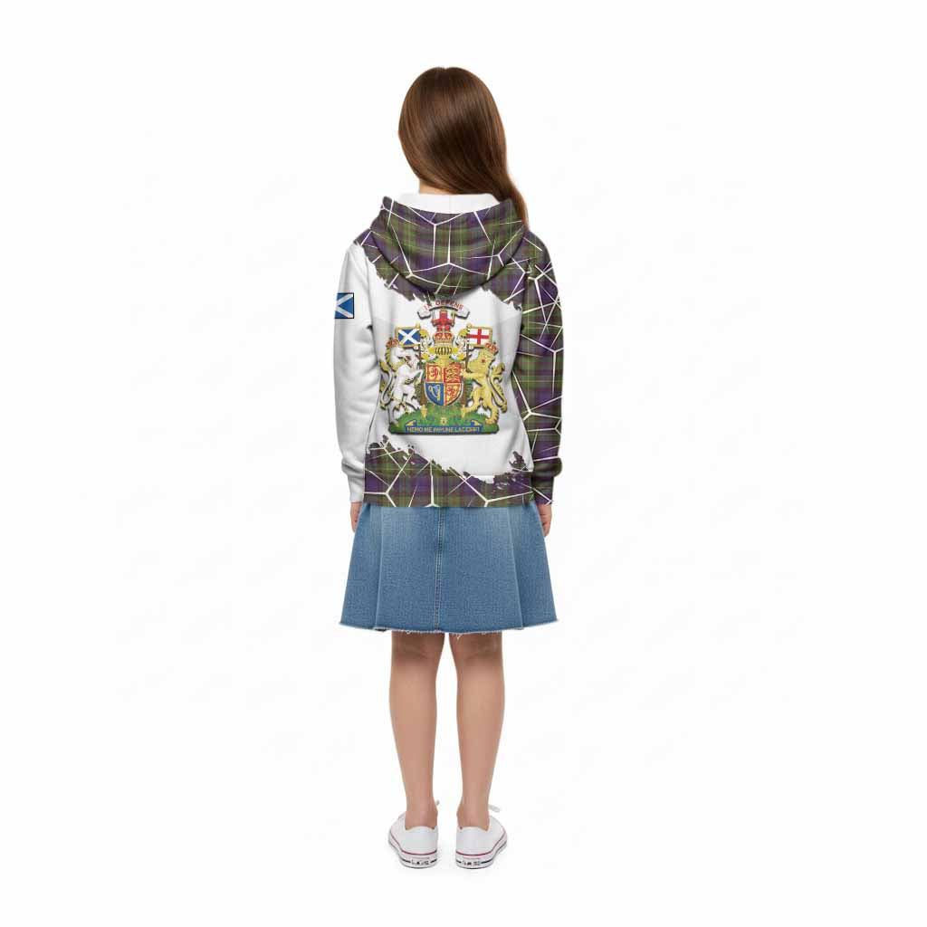 Rollo Tartan Kid Hoodie with Family Crest and Lion Rampant Grunge Style