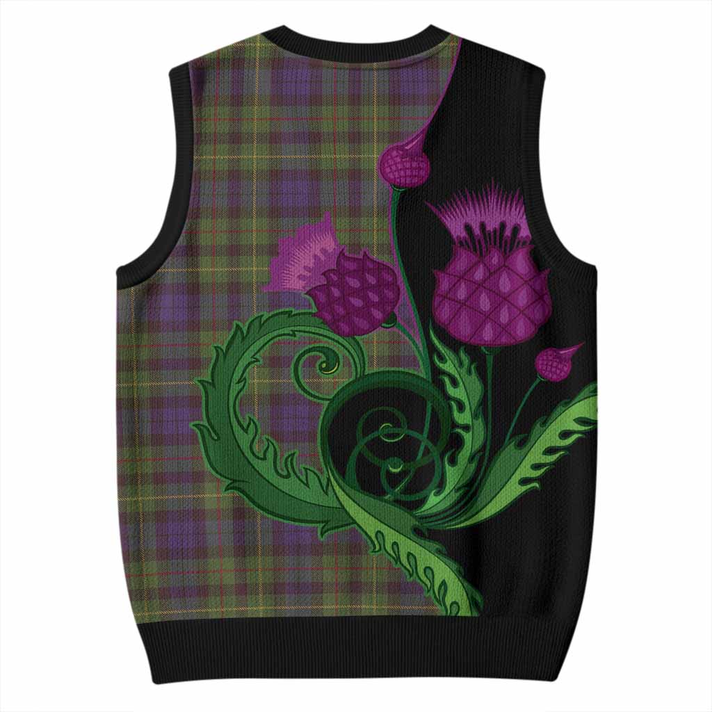 Rollo Tartan Knitted V-Neck Vest Traditional Scottish Thistle