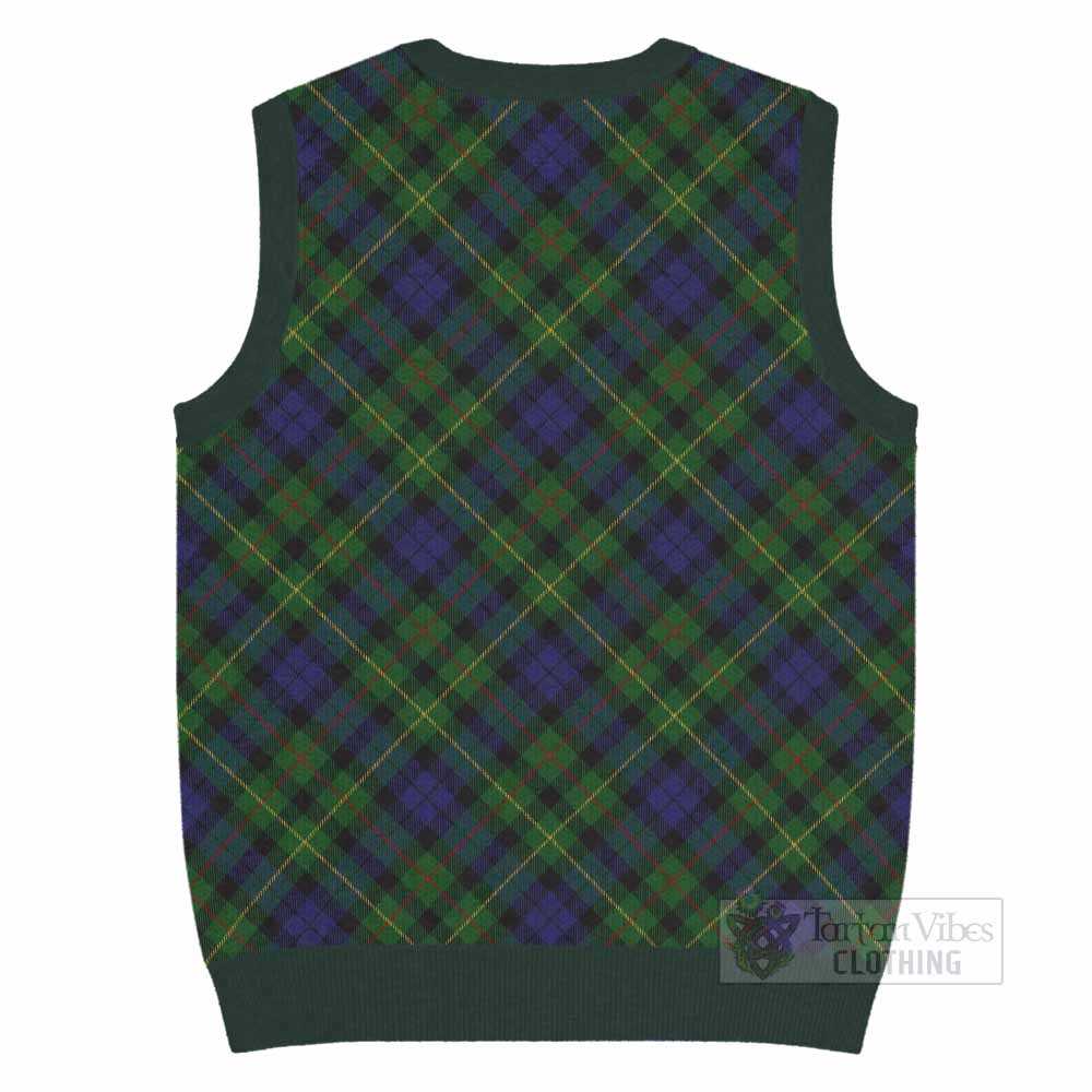 Rollo Tartan Knitted V-Neck Vest with Family Crest Cross Style