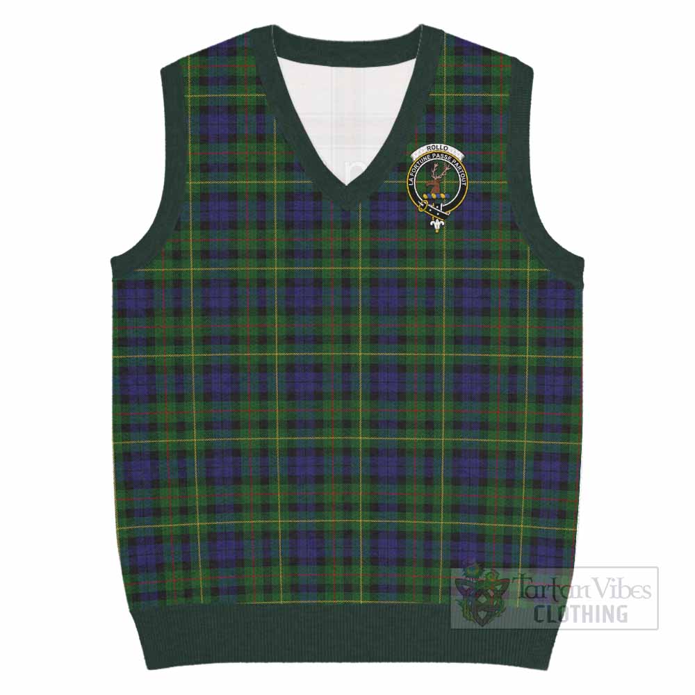 Rollo Tartan Knitted V-Neck Vest with Family Crest - Tartan Vibes Clothing