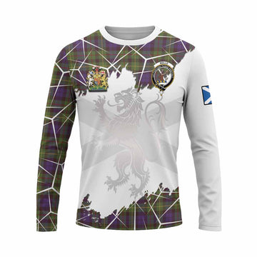 Rollo Tartan Long Sleeve T-Shirt with Family Crest and Lion Rampant Grunge Style