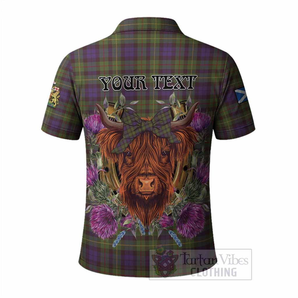 Rollo Tartan Polo Shirt Scottish Thistle Heilan Coo