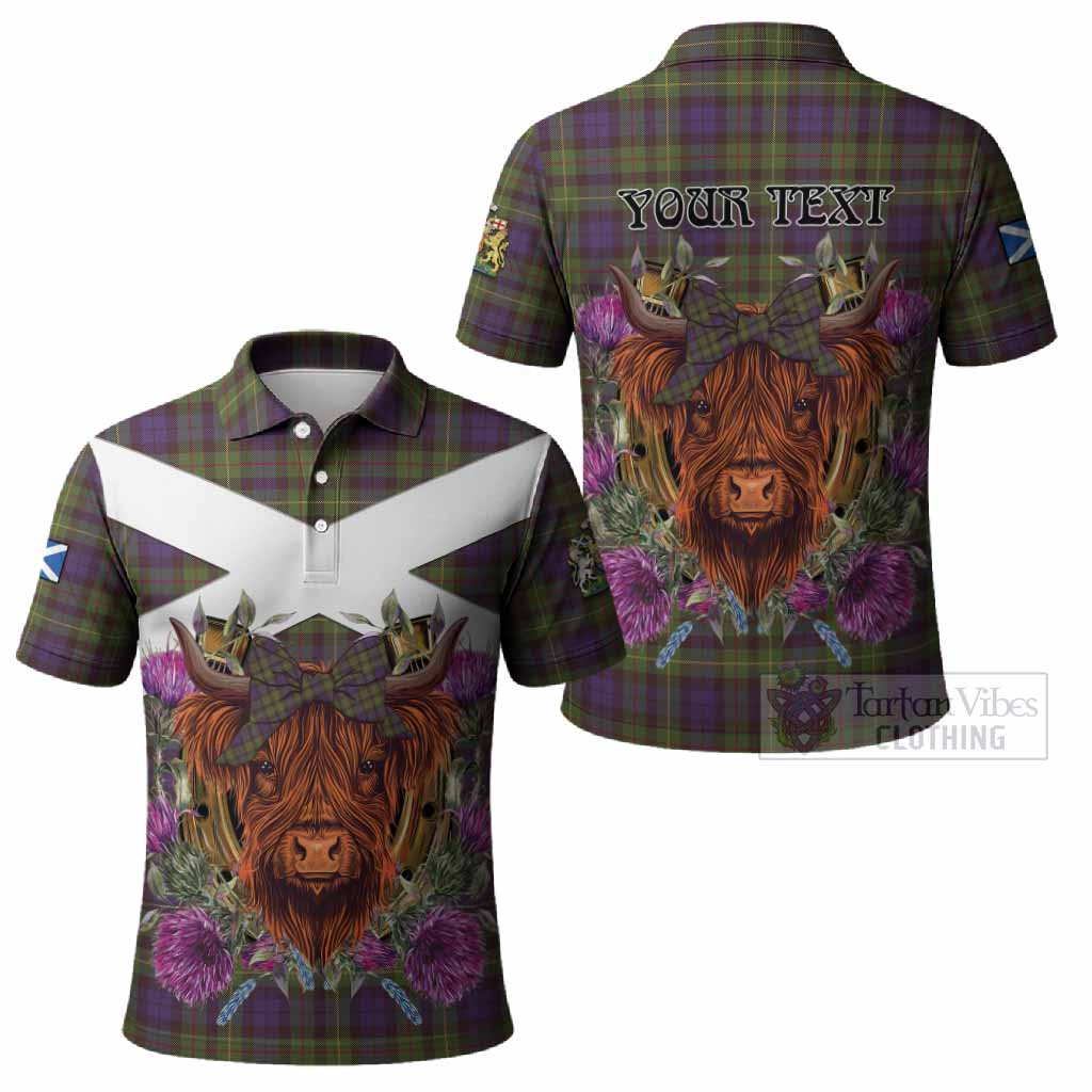 Rollo Tartan Polo Shirt Scottish Thistle Heilan Coo