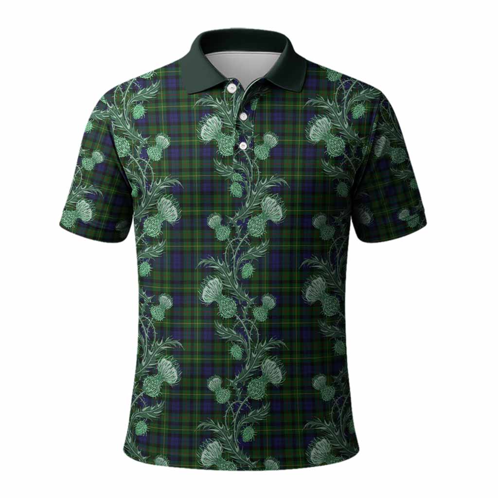Rollo Tartan Polo Shirt Seamless Scottish Thistle Flowers