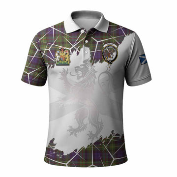 Rollo Tartan Polo Shirt with Family Crest and Lion Rampant Grunge Style