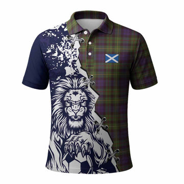 Rollo Tartan Scottish Polo Shirt Angry Lion With Soccer Ball Style