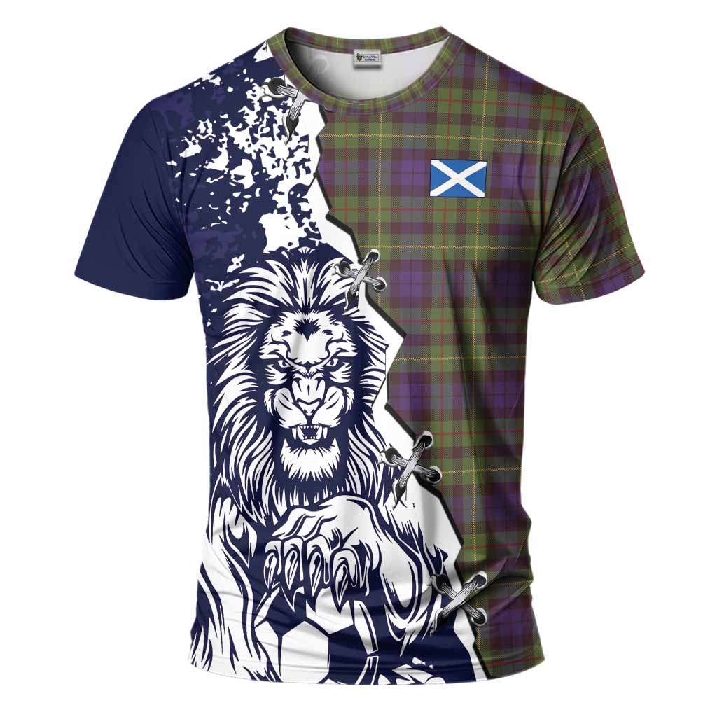Rollo Tartan Scottish T-Shirt Angry Lion With Soccer Ball Style