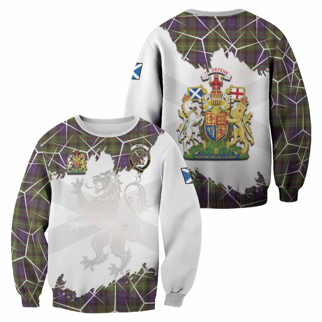 Rollo Tartan Sweatshirt with Family Crest and Lion Rampant Grunge Style