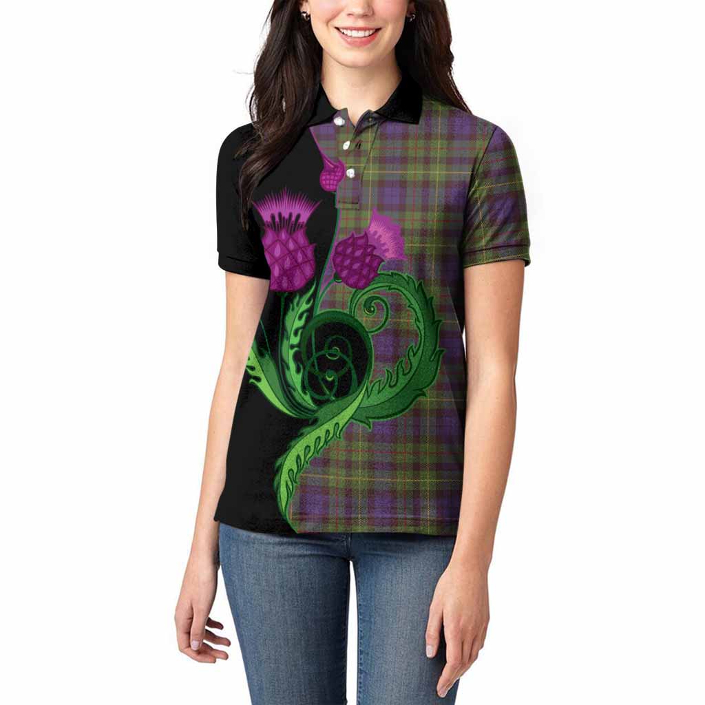 Rollo Tartan Women Polo Shirt Traditional Scottish Thistle