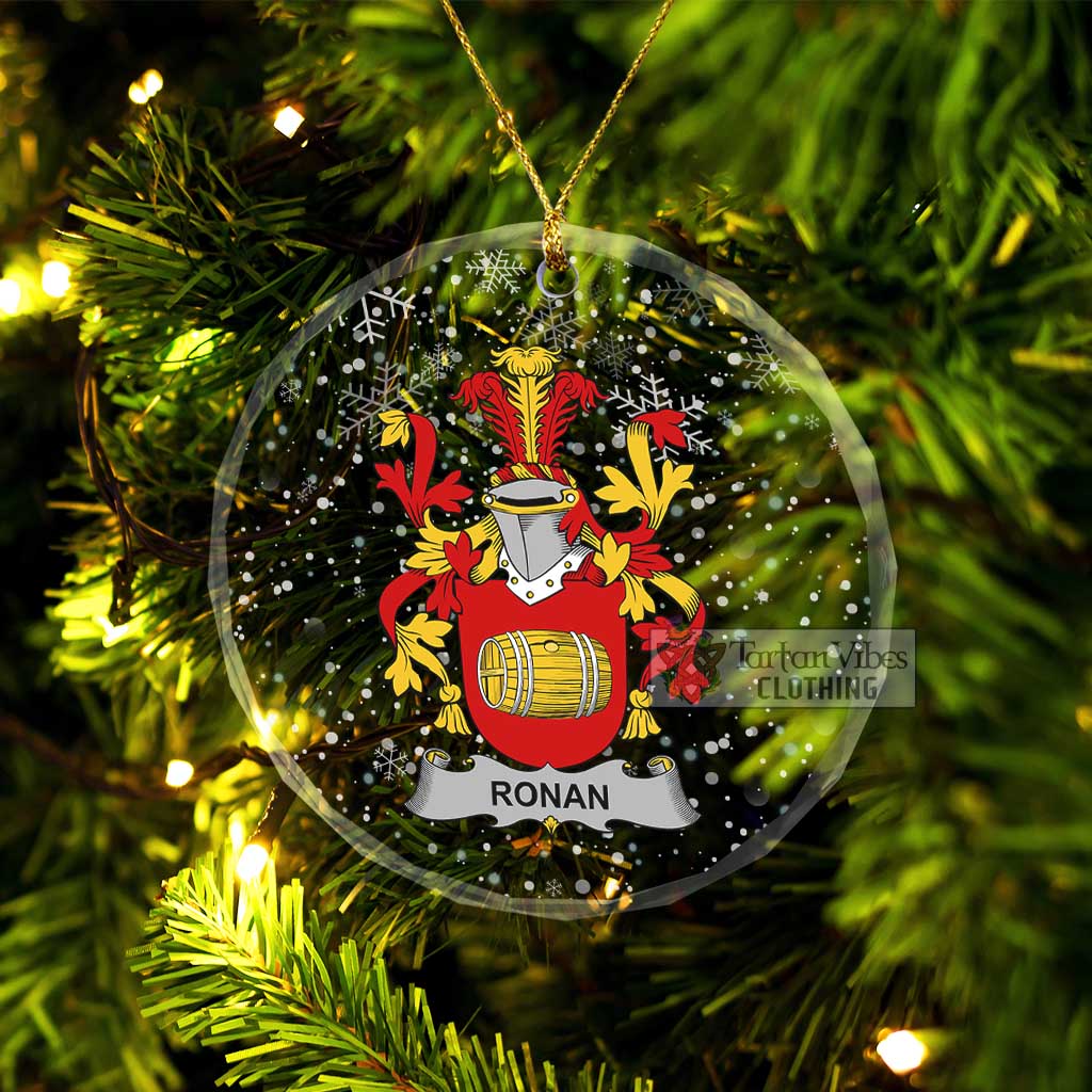 Tartan Vibes Clothing Ronan Irish Clan Christmas Glass Ornament with Coat of Arms