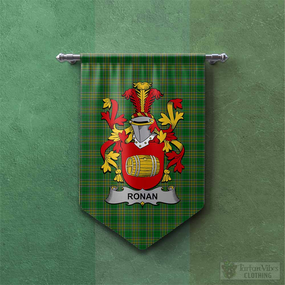 Tartan Vibes Clothing Ronan Irish Clan Tartan Gonfalon, Tartan Banner with Coat of Arms