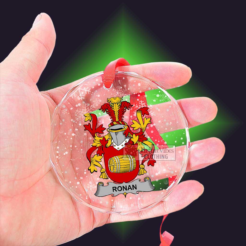 Tartan Vibes Clothing Ronan Irish Clan Christmas Glass Ornament with Coat of Arms
