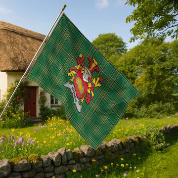 Ronan Irish Clan Tartan House Flag with Coat of Arms