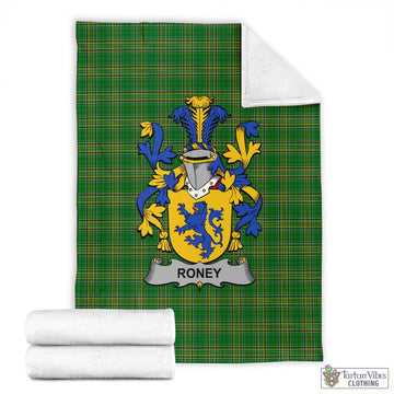 Tartan Vibes Clothing Roney Irish Clan Tartan Blanket with Coat of Arms