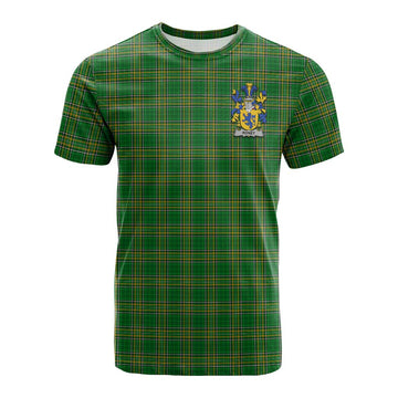 Roney Irish Clan Tartan Cotton T-shirt with Coat of Arms