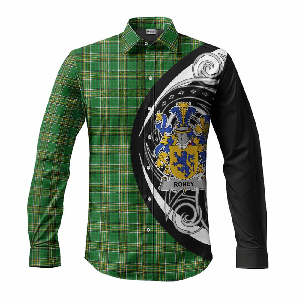 Tartan Vibes Clothing Roney Irish Clan Long Sleeve Button Shirt Celtic Circle Style