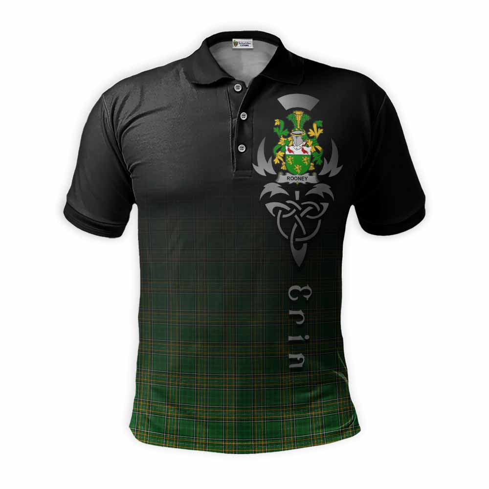 Tartan Vibes Clothing Rooney Irish Clan Polo Shirt with Coat of Arms Erin Go Bragh Celtic Inspired