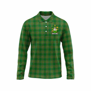 Rooney Irish Clan Tartan Long Sleeve Polo Shirt with Coat of Arms