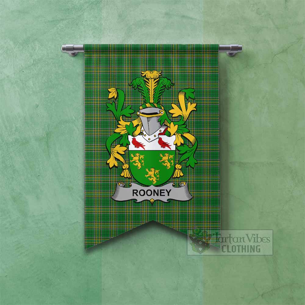 Tartan Vibes Clothing Rooney Irish Clan Tartan Gonfalon, Tartan Banner with Coat of Arms