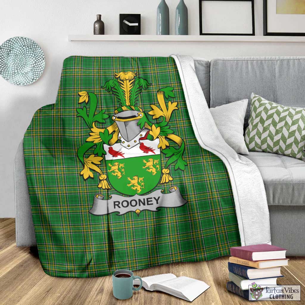 Tartan Vibes Clothing Rooney Irish Clan Tartan Blanket with Coat of Arms