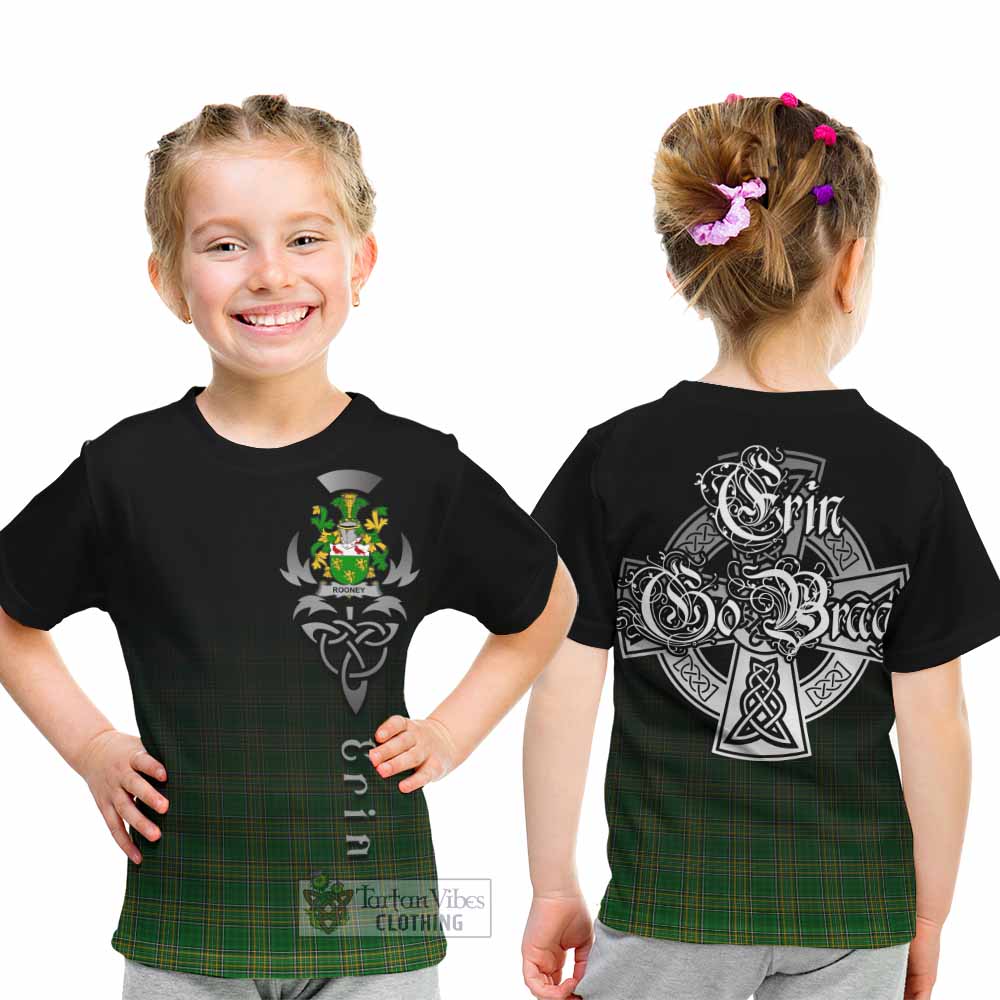 Tartan Vibes Clothing Rooney Irish Clan Kid T-Shirt with Coat of Arms Erin Go Bragh Celtic Inspired