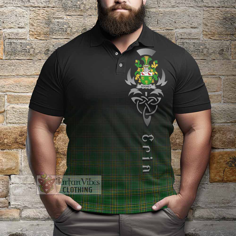 Tartan Vibes Clothing Rooney Irish Clan Polo Shirt with Coat of Arms Erin Go Bragh Celtic Inspired