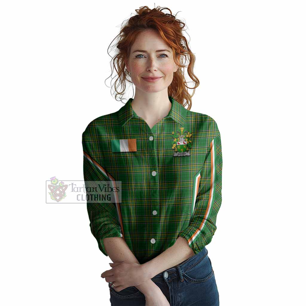 Rooney Irish Clan Coat of Arm Tartan Women Casual Shirt Flag Style