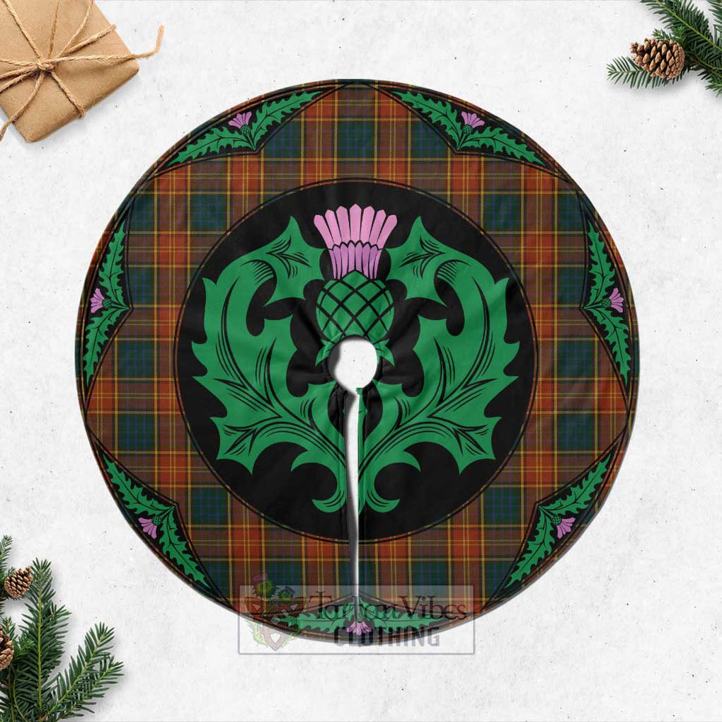 Roscommon County Ireland Tartan Christmas Tree Skirt Scottish Thistle Style Casual Tree Skirts - Tartan Vibes Clothing