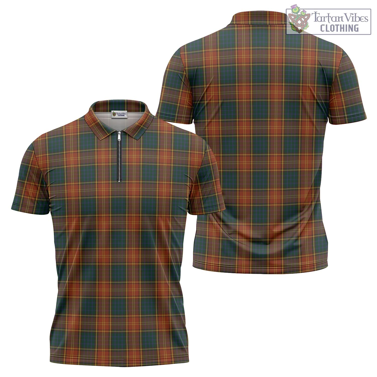 Tartan Vibes Clothing Roscommon County Ireland Tartan Zipper Polo Shirt