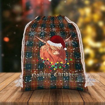 Roscommon County Ireland Tartan Christmas Santa's Bag with Twinkle Highland Cattle
