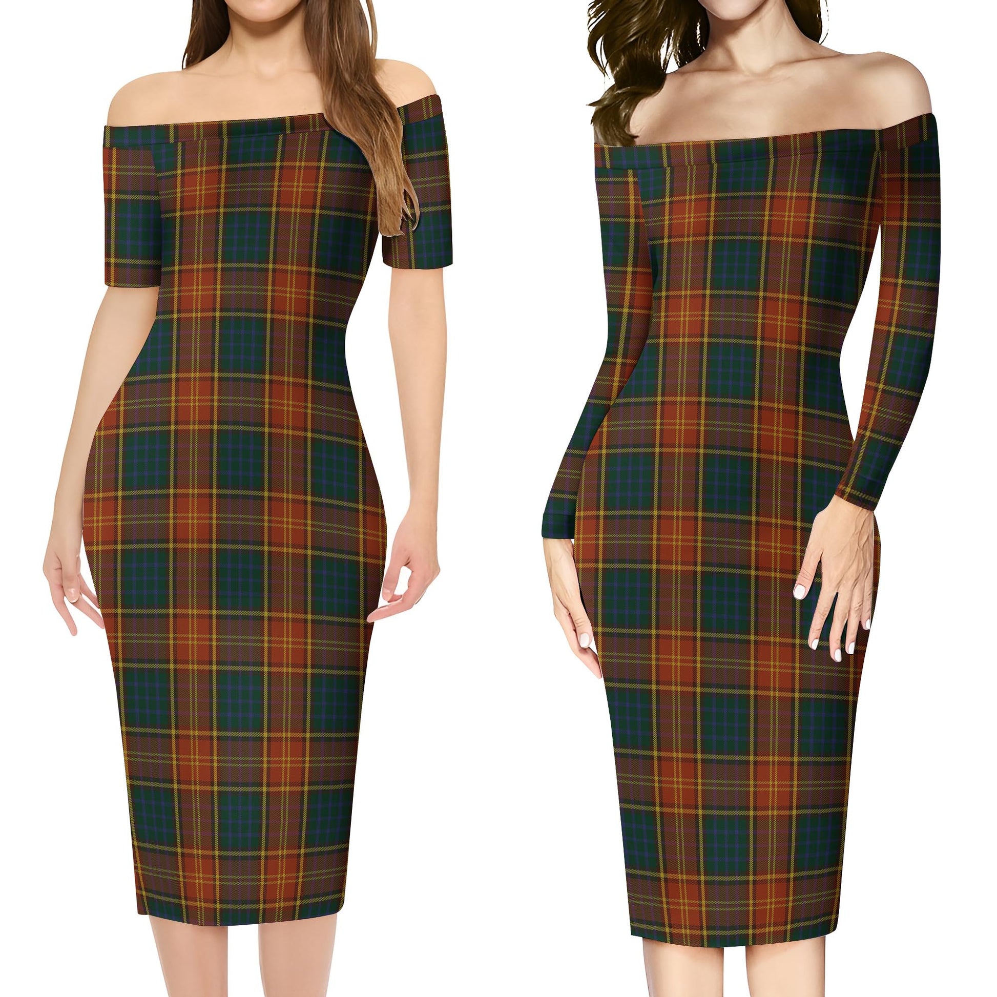 Roscommon County Ireland Tartan Off Shoulder Lady Dress Women's Dress - Tartan Vibes Clothing