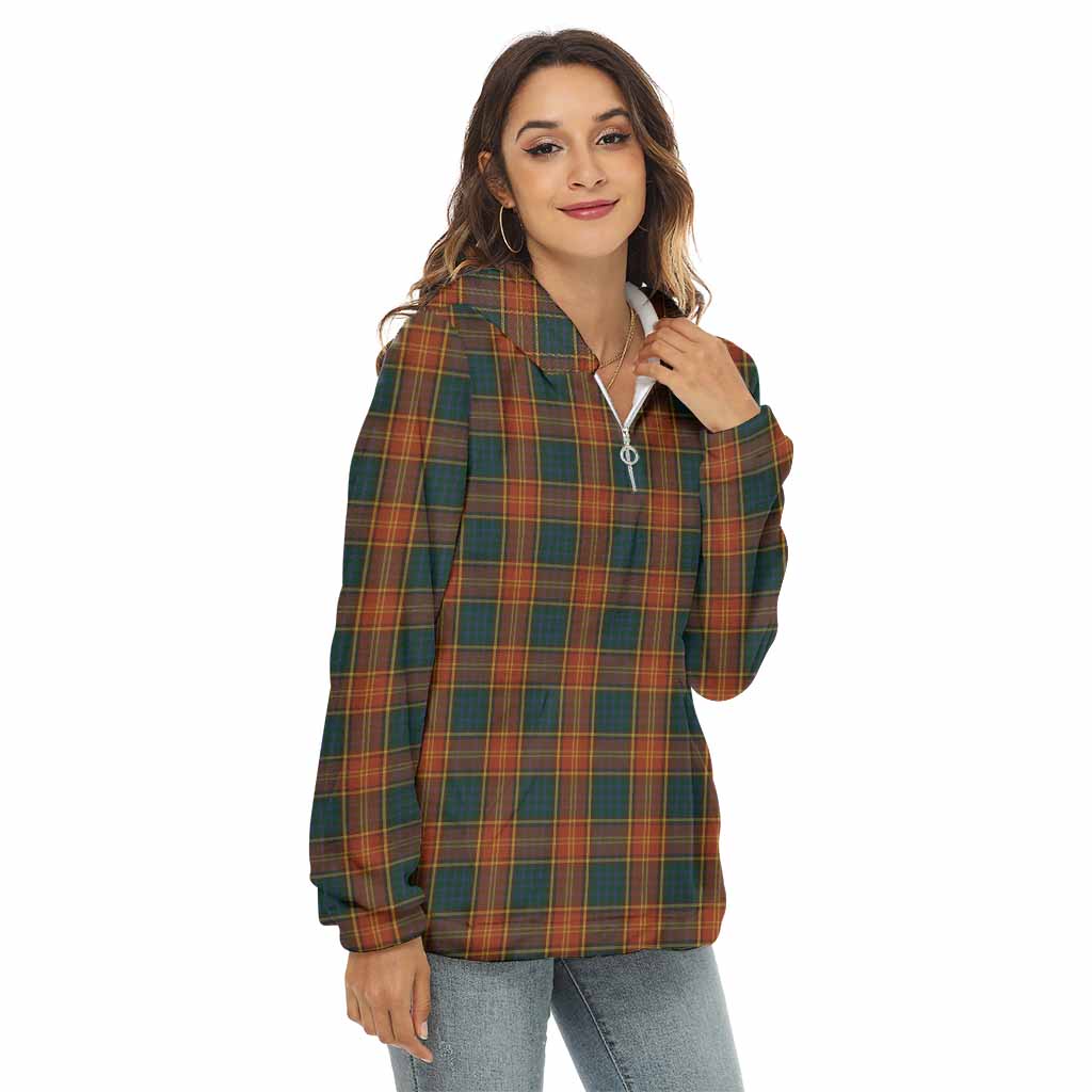 Roscommon County Ireland Tartan Women's Borg Fleece Hoodie with Half Zip Female - Tartan Vibes Clothing
