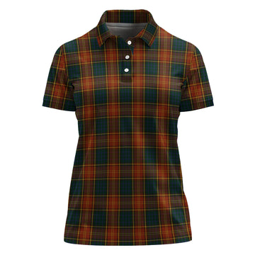 Roscommon County Ireland Tartan Polo Shirt For Women
