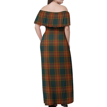 Roscommon County Ireland Tartan Off Shoulder Long Dress