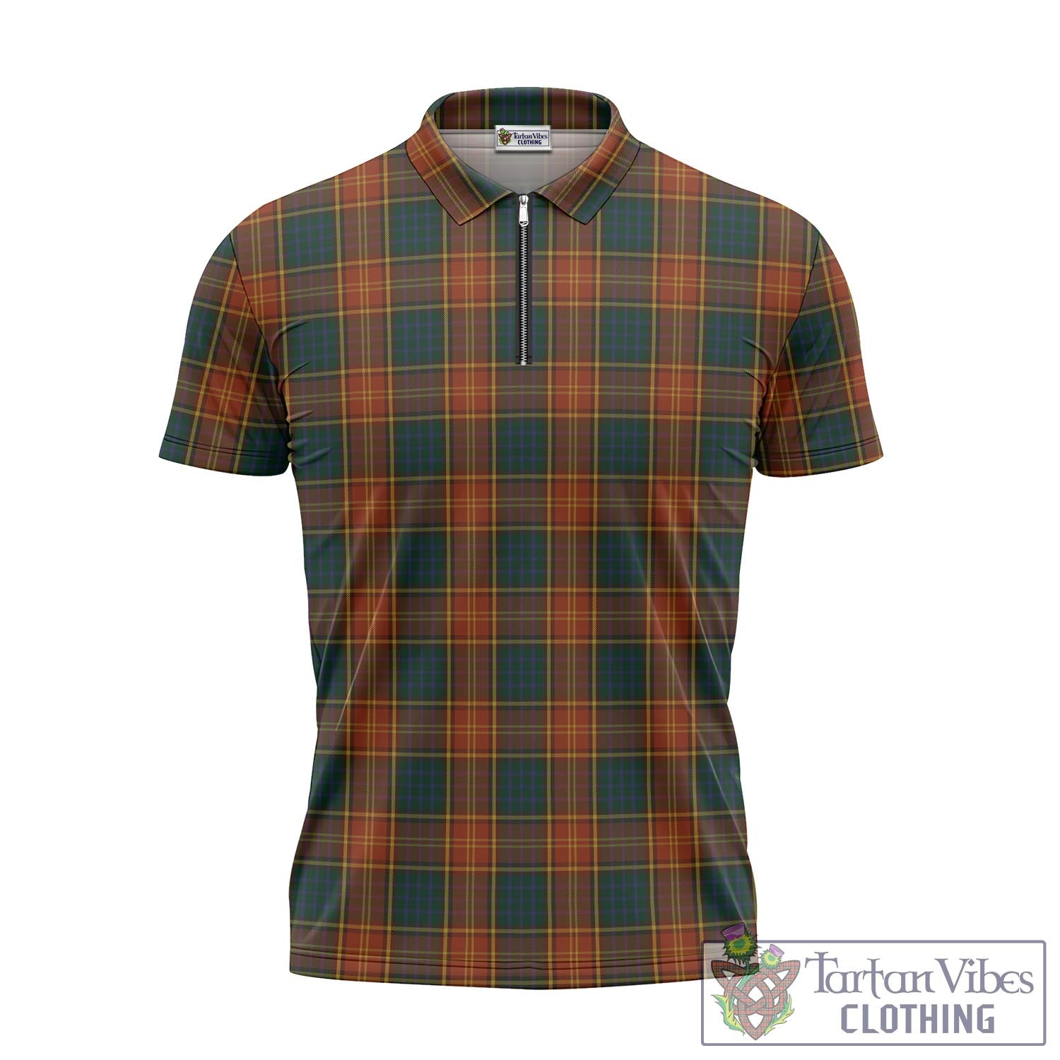 Tartan Vibes Clothing Roscommon County Ireland Tartan Zipper Polo Shirt