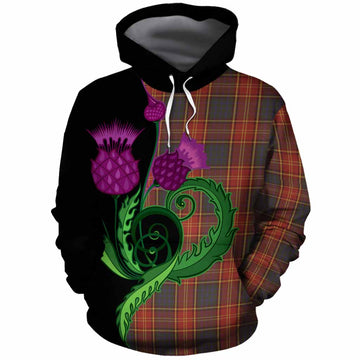 Roscommon County Ireland Tartan Cotton Hoodie Traditional Scottish Thistle
