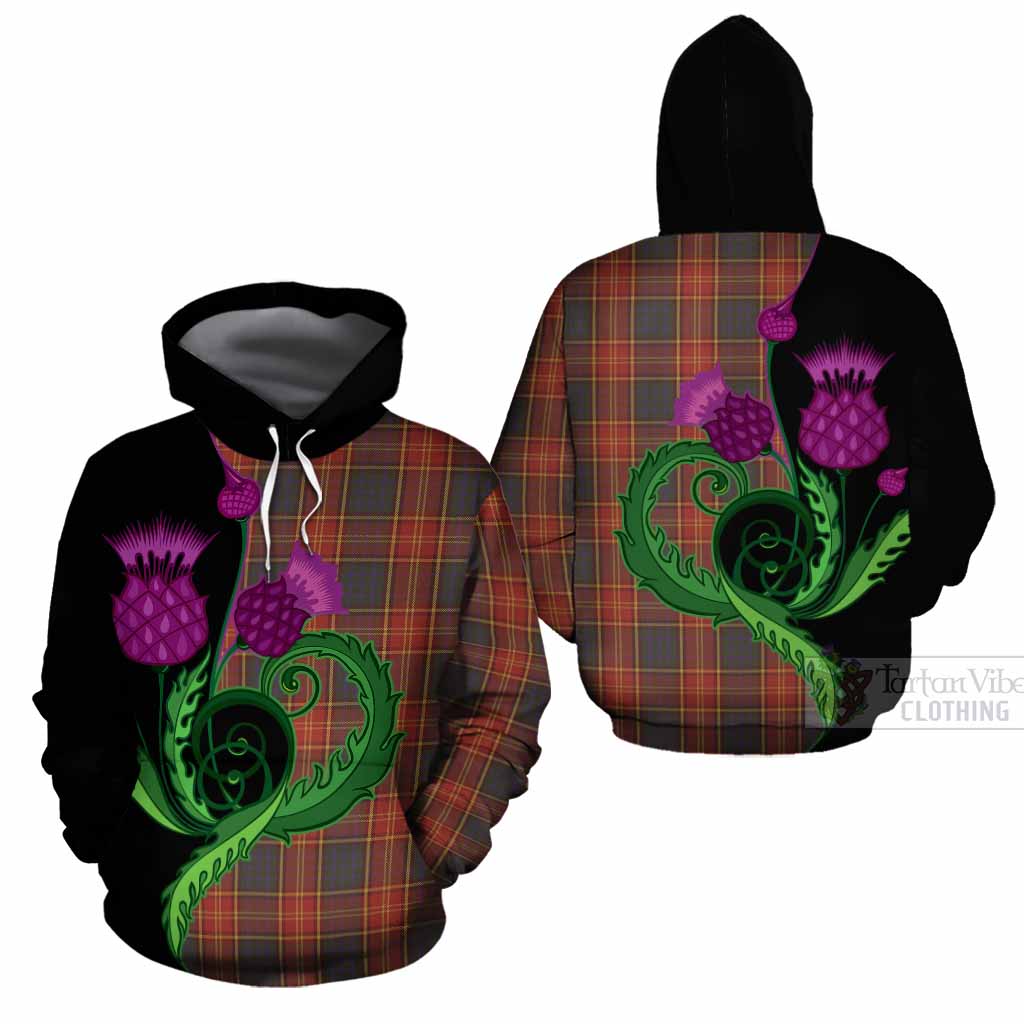 Roscommon County Ireland Tartan Cotton Hoodie Traditional Scottish Thistle