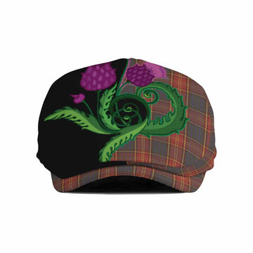 Roscommon County Ireland Tartan Flat Cap, Jeff Cap Traditional Scottish Thistle