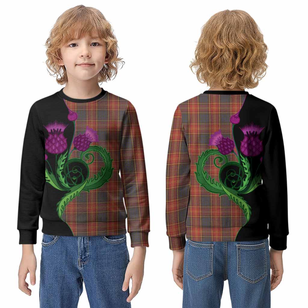 Roscommon County Ireland Tartan Kid Knitted Sweatshirt Traditional Scottish Thistle