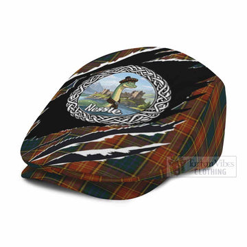 Roscommon Tartan Loch Ness Monster Flat Cap, Jeff Cap Celtic Knot Nessie Art