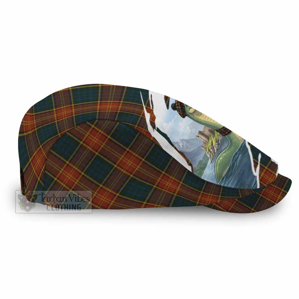 Roscommon Tartan Loch Ness Monster Scottish Heritage Art Flat Cap, Jeff Cap