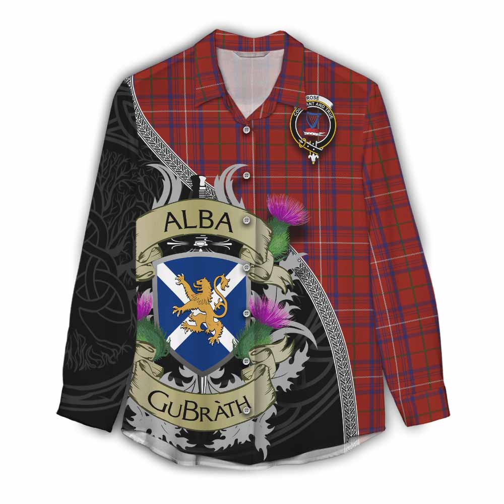 Tartan Vibes Clothing Rose Tartan Family Crest Women's Casual Shirt Lion Rampant Royal Thistle Shield Celtic Inspired