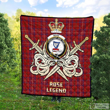 Rose Tartan Quilt with Clan Crest and the Golden Sword of Courageous Legacy